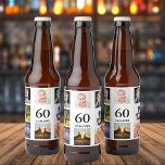 60th birthday party photo collage guy beer bottle label<br><div class="desc">A beer bottle label for a 60th birthday party for a guy,  celebrating his life with a collage of 8 of your own photos.  Templates for a name,  age 60 and a date.  Date of birth or the date of the party.  Black colored letters.  White background.</div>