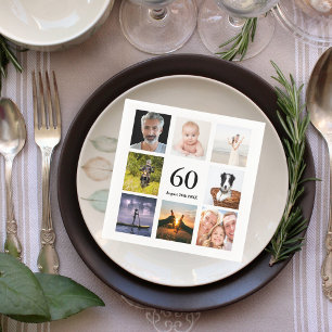 60th birthday party photo collage guys napkin