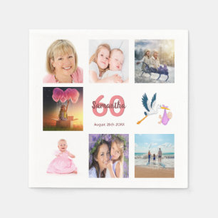 60th birthday party photo collage napkin
