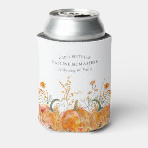 60th Birthday Party Pumpkin Wildflower Custom Can Cooler