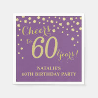 60th Birthday Party Purple and Gold Diamond