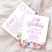 60th Birthday Party Purple Wildflowers Affordable