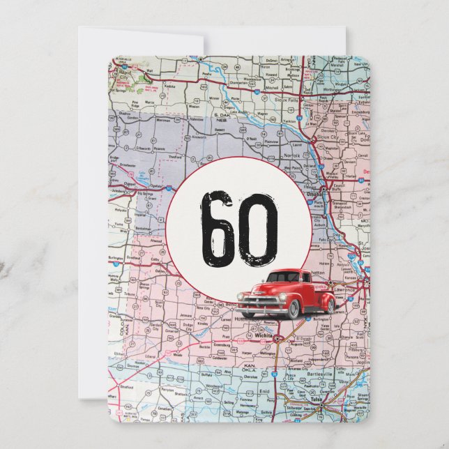 60th Birthday Party Red Retro Truck Invitation (Front)