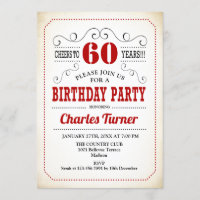 60th Birthday Party - Retro Creamy White and Red