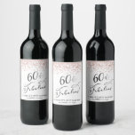 60th Birthday Party Rose Gold Glitter Wine Label<br><div class="desc">Chic 60th birthday party wine labels with "60 & Fabulous" in a stylish script,  modern typography and a rose gold faux glitter confetti overlay.</div>