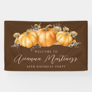 60th Birthday Party Rustic Boho Fall Pumpkin  Banner