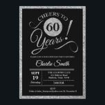 60th Birthday Party - Silver Black ANY AGE Invitation<br><div class="desc">60th Birthday Party Invitation in faux glitter silver and black. Cheers to 60 years!
Please message us if you need further customisation.</div>
