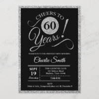 60th Birthday Party - Silver Black ANY AGE
