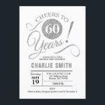 60th Birthday Party - Silver White Invitation<br><div class="desc">60th Birthday Party Invitation in faux Silver and White. Cheers to 60 years! Can be personalised into any age.
Please message me if you need further customisation.</div>