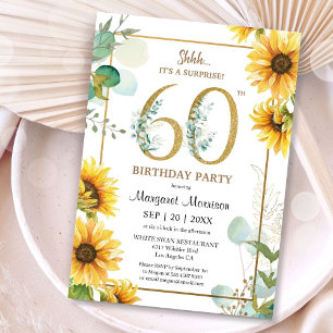 60th Birthday Party Sunflowers Elegant Floral  Invitation