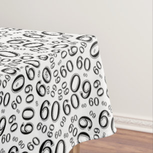 60th Birthday Party Theme, Black and White Tablecloth