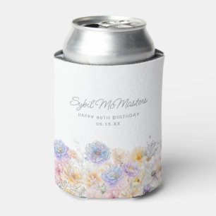 60th Birthday Party Watercolor Floral Custom Can Cooler