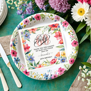 60th Birthday Party Watercolor Floral Napkin
