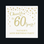 60th Birthday Party White and Gold Diamond Napkin<br><div class="desc">60th Birthday Party Invitation with White and Gold Glitter Diamond Background. Gold Confetti. Adult Birthday. Man or Woman Birthday. For further customisation,  please click the "Customise it" button and use our design tool to modify this template.</div>