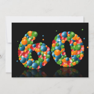 60th Birthday party, with bubbles and balls Invitation