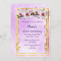 60th birthday party with cherry flowers on violet