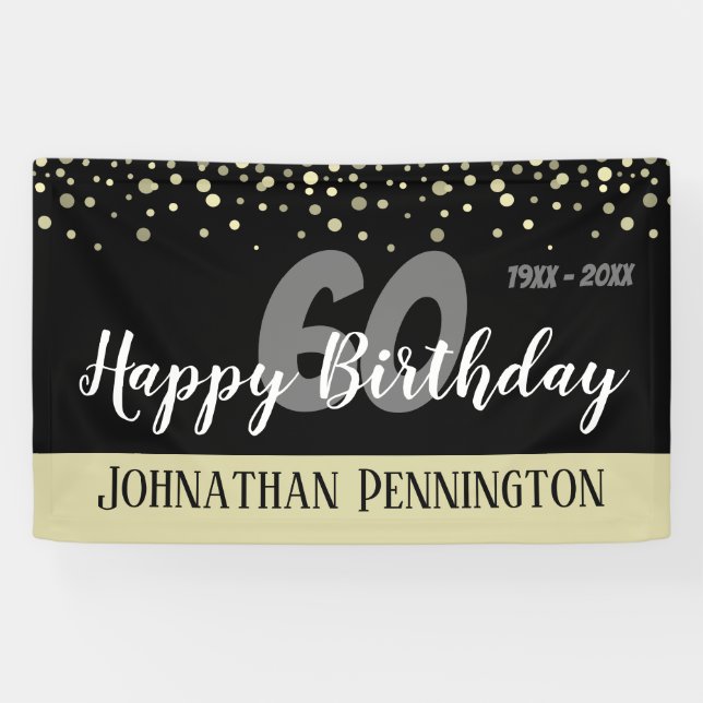 60th Birthday Party with Confetti Banner (Horizontal)