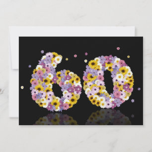 60th Birthday party, with flowered letters Invitation