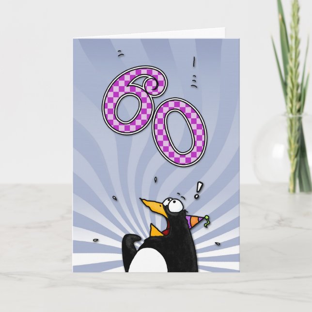 60th Birthday - Penguin Surprise Card (Front)