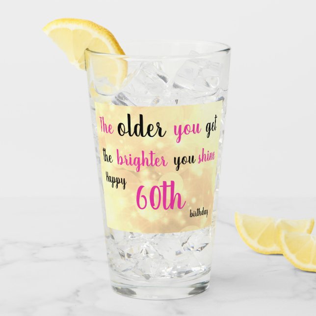 60th  Birthday personalised add name Glass (Front Ice)