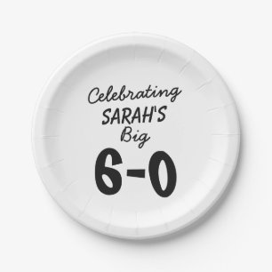 60th birthday Personalised Celebrating the Big 6-0 Paper Plate