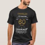 60th Birthday Personalised Men Gold White Text T-Shirt<br><div class="desc">A vintage birthday T-shirt with a heartfelt message. Add the name and change the year using the template.</div>