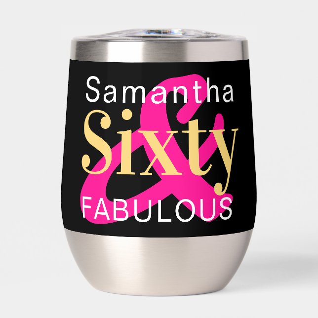 60th Birthday Personalised Sixty Fabulous Hot Pink (Front)