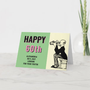 60th Birthday Personalized Retro Funny Cartoon Card