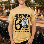 60th Birthday photo and name mono tone black Tri-Blend Shirt<br><div class="desc">Happy 50th Birthday black text, name and photo t-shirt. Fun 60th personalised photo t-shirt in bold black design. Personalise this birthday shirt with a photograph of the birthday person in the middle of the number 0. Great idea for adding some fun to a milestone sixtieth birthday party celebration. Other matching...</div>