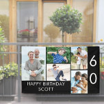60th Birthday Photo Collage 5 Picture Black White Banner<br><div class="desc">Personalised banner celebrating a 60th Birthday - or customise for any other age! The photo template is set up for you to add 5 of your favourite photos which are displayed in a photo collage of horizontal landscape and vertical portrait formats. The wording simply reads "Happy Birthday [your name]" in...</div>