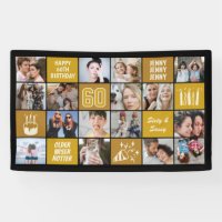 60th Birthday Photo Collage Custom Black Gold