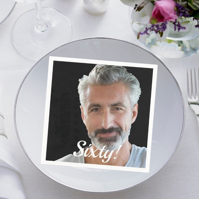 60th birthday photo guys script napkin (Creator Uploaded)