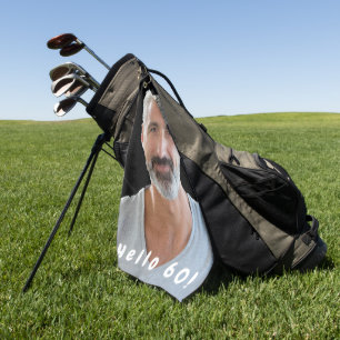 60th birthday photo hello 60 guy golf towel