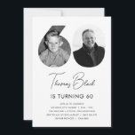 60th Birthday Photo Invitation<br><div class="desc">Celebrate your milestone 60th birthday in style with our personalized invitation featuring your favorite photos from the past and present! This minimalist design showcases your cherished memories and adds a touch of glamour to your special occasion. With customizable text and premium printing, this invitation is sure to impress your guests...</div>
