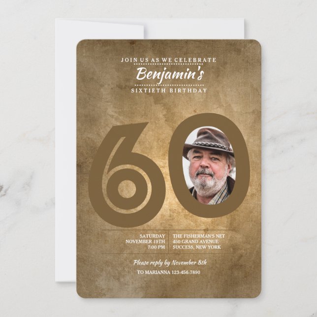60th Birthday Photo Invitation (Front)