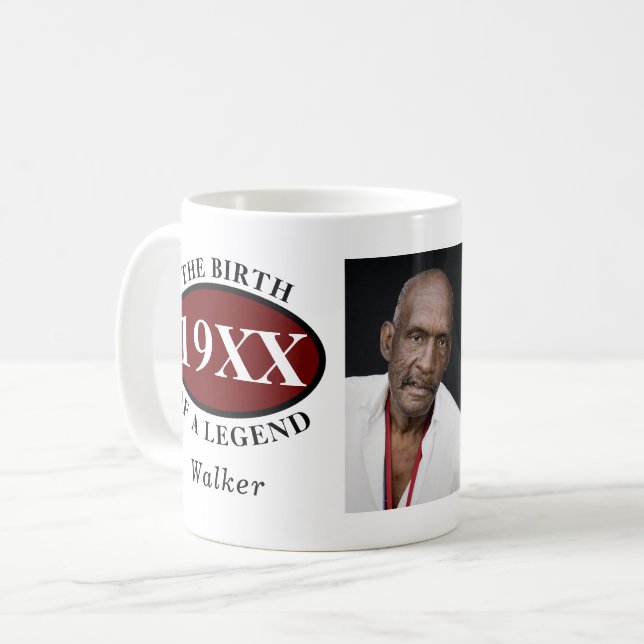 60th Birthday Photo Template Birth Of A Legend Coffee Mug (Front Left)