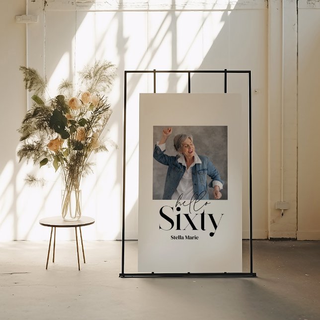 60th birthday photo typography modern minimal poster (Creator Uploaded)