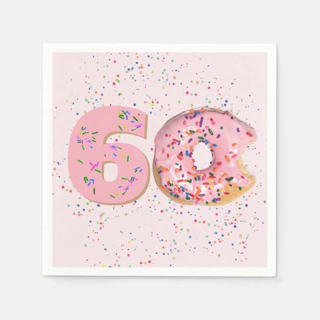 60th Birthday Pink Doughnut  Napkin (Front)