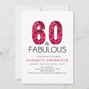 60th Birthday Pink Floral Sixty & Fabulous Invitation
