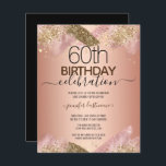60th Birthday Pink Glitter Party Budget Invitation<br><div class="desc">Faux pink glitter paint stripe. All text is adjustable and easy to change for your own party needs. Great elegant 60th birthday template design.</div>