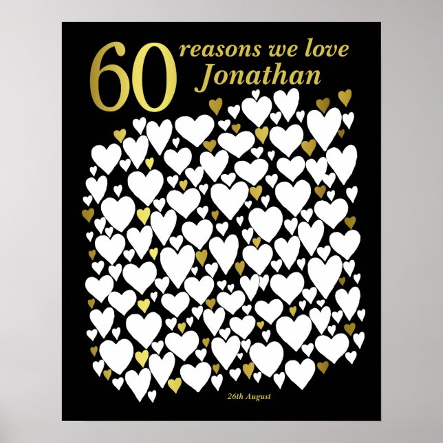 60th Birthday Poster - 60 Reasons We Love You (Front)