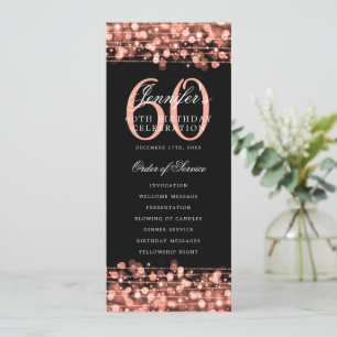 60th Birthday Program Rose Gold Menu+Thank You