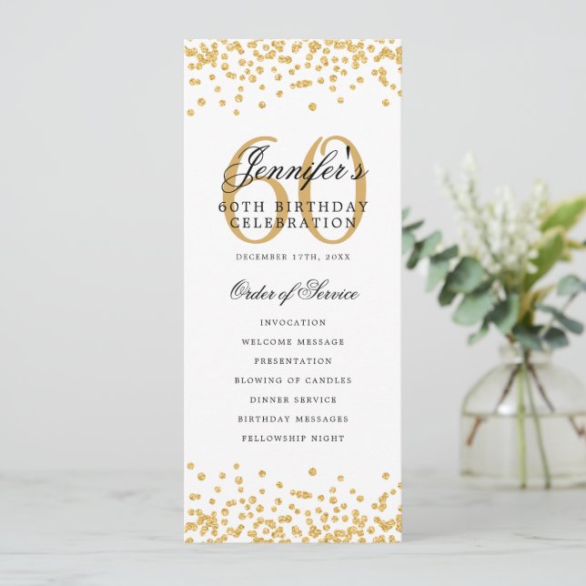 60th Birthday Program Thank You Gold  (Standing Front)