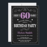 60th Birthday Purple and Black Chalkboard Invitation<br><div class="desc">60th Birthday Invitation Purple and Black Typography. Chalkboard. Black and White Background. Adult Birthday. Male Men or Women Birthday. Kids Boy or Girl Lady Teen Teenage Bday Invite. 13th 15th 16th 18th 20th 21st 30th 40th 50th 60th 70th 80th 90th 100th. Any Age. For further customisation, please click the "Customise...</div>