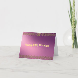 60th Birthday Purple and Gold Thank You Card