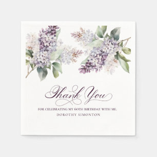 60th Birthday Purple Lilac Spring Flower Cocktail Napkin