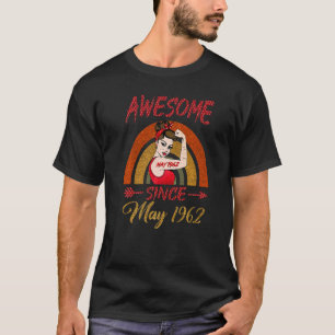 60th Birthday Queen Awesome Since May 1962 Rainbow T-Shirt