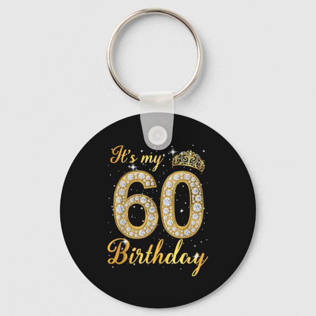 60th birthday queen diamond crown 60 year old key ring (Front)