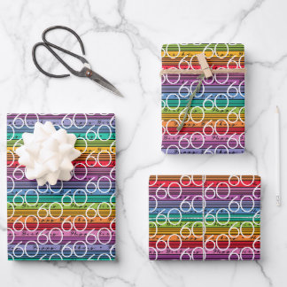 60th Birthday Rainbow Stripes Wrapping Paper Sheet