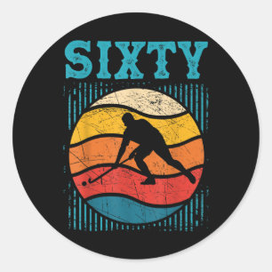 60th Birthday Retro Field Hockey 60 Years Old Man Classic Round Sticker
